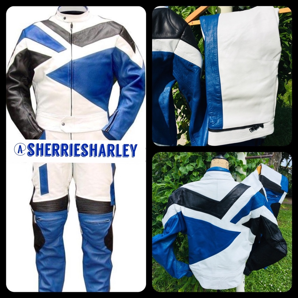🆕Motorcycle Bike Racing Genuine Leather Blue Ladies Set XXL